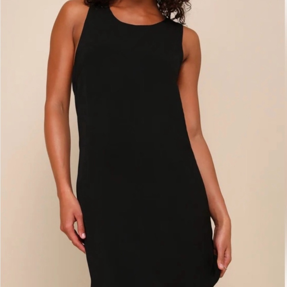Lulus Black Multi Stripe Tie-Back Mini Dress